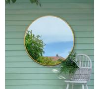 Mirroroutlet The Fenestra Gold Edged Circular Modern Garden Wall Mirror 100Cm Diameter