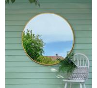 Mirroroutlet The Fenestra Gold Edged Circular Modern Garden Wall Mirror 110Cm Diameter