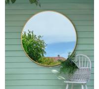 Mirroroutlet The Fenestra Gold Edged Circular Modern Garden Wall Mirror 120Cm Diameter