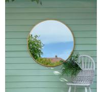 Mirroroutlet The Fenestra Gold Edged Circular Modern Garden Wall Mirror 90Cm Diameter