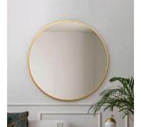 Mirroroutlet The Fenestra Gold Edged Circular Modern Wall Mirror 100Cm Diameter