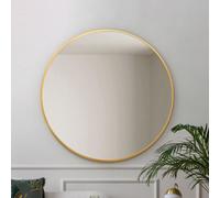 Mirroroutlet The Fenestra Gold Edged Circular Modern Wall Mirror 110Cm Diameter