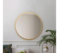 Mirroroutlet The Fenestra Gold Edged Circular Modern Wall Mirror 80Cm Diameter