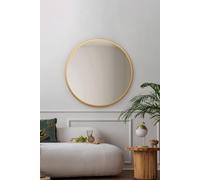 MirrorOutlet The Fenestra - Gold edged Modern Round Circular Wall Mirror 31" X 31" (80CM X 80CM) Silver Mirror Glass with Black Metal Frame