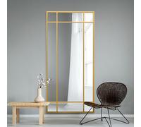 MirrorOutlet The Fenestra - Gold Modern Contemporary Leaner and Wall Mirror 71" X 33" (180CM X 85CM) Silver Mirror Glass with Black Metal Frame. Landscape or Portrait.…