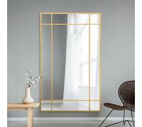 MirrorOutlet The Fenestra - Gold Modern Contemporary Leaner and Wall Mirror 71" X 43" (180CM X 110CM) Silver Mirror Glass with Black Metal Frame. Landscape or Portrait.…