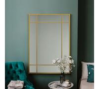 MirrorOutlet The Fenestra - Gold Modern Contemporary Wall Mirror 39" X 27" (100CM X 70CM) Silver Mirror Glass with Black Metal Frame.…