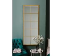 MirrorOutlet The Fenestra - Gold Modern Window Full Length Leaner/Wall Mirror 59 x 24 150 x 60cm Silver Mirror Glass with Black Metal Frame.