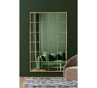 MirrorOutlet The Fenestra - Gold Modern Window Full Length Leaner/Wall Mirror 69" X 43" (174CM X 110CM) Silver Mirror Glass with Gold Metal Frame