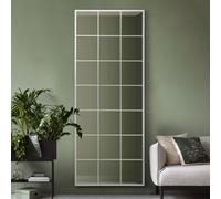 MirrorOutlet The Fenestra - White Modern Window Full Length Leaner/Wall Mirror 79" X 31" (200CM X 80CM) Silver Mirror Glass with Black Metal Frame.