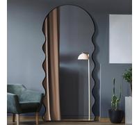 Mirroroutlet The Fluctus Black Metal Dome Arch Topped Wavy Frame Wall Mirror 180Cm X 80Cm