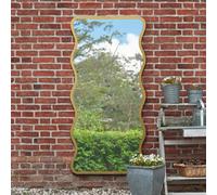 Mirroroutlet The Fluctus Gold Metal Wavy Framed Garden Wall Mirror 170Cm X 80Cm