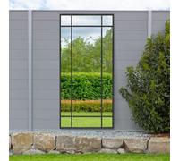 MirrorOutlet The Genestra - Black Modern Contemporary Leaner and Wall Garden Mirror 71" X 33" (180CM X 85CM) Silver Mirror Glass with Black Metal Frame. Landscape or Portrait. Frost Protected Glass…