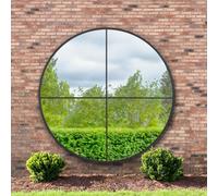 Mirroroutlet The Genestra Black Extra Large Circular Window Metal Garden Wall Mirror 200Cm X 200Cm