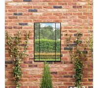 MirrorOutlet The Genestra - Black Modern Contemporary Garden Wall Mirror 39" X 27" (100CM X 70CM) Silver Mirror Glass with Black Metal Frame.…