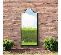 MirrorOutlet The Genestra - Black Modern Contemporary Leaner and Wall Garden Mirror 67" X 29" (170CM X 75CM) Silver Mirror Glass with Black Metal Frame. Landscape or Portrait. Frost Protected Glass