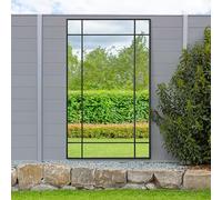 MirrorOutlet The Genestra - Black Modern Contemporary Leaner and Wall Garden Mirror 71" X 43" (180CM X 110CM) Silver Mirror Glass with Black Metal Frame. Landscape or Portrait. Frost Protected Glass…