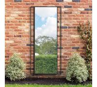 MirrorOutlet The Genestra - Black Modern Modern Leaner and Wall Garden Mirror 79" X 35" (200CM X 90CM) Silver Mirror Glass with Black Metal Frame. Landscape or Portrait. Frost Protected Glass