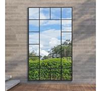 MirrorOutlet The Genestra - Black Modern Modern Leaner and Wall Garden Mirror 79" X 47" (200CM X 120CM) Silver Mirror Glass with Black Metal Frame. Landscape or Portrait. Frost Protected Glass