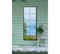 MirrorOutlet The Genestra - Black Modern Window Garden Full Length Wall Mirror 59 x 24 150 x 60cm Silver Mirror Glass with Black Metal Frame.
