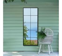 Mirroroutlet The Genestra Black Modern Window Garden Wall Mirror 150Cm X 60Cm
