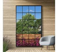 Mirroroutlet The Genestra Black Modern Window Garden Wall Mirror 69" X 43" 174Cm X 110Cm