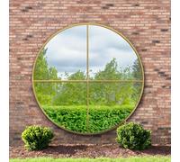 Mirroroutlet The Genestra Gold Extra Large Circular Window Metal Garden Wall Mirror 200Cm X 200Cm