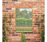 MirrorOutlet The Genestra - Gold Modern Contemporary Garden Wall Mirror 39" X 27" (100CM X 70CM) Silver Mirror Glass with Black Metal Frame.…