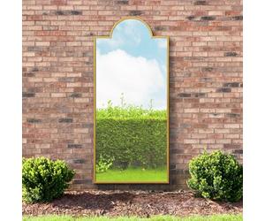 MirrorOutlet The Genestra - Gold Modern Contemporary Leaner and Wall Garden Mirror 75" X 33" (190CM X 85CM) Silver Mirror Glass with Black Metal Frame. Landscape or Portrait. Frost Protected Glass