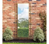 MirrorOutlet The Genestra - Gold Modern Modern Leaner and Wall Garden Mirror 79" X 35" (200CM X 90CM) Silver Mirror Glass with Black Metal Frame. Landscape or Portrait. Frost Protected Glass