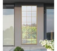 MirrorOutlet The Genestra - Gold Modern Window Full Length Garden Wall Mirror 79" X 31" (200CM X 80CM) Silver Mirror Glass with Black Metal Frame.…