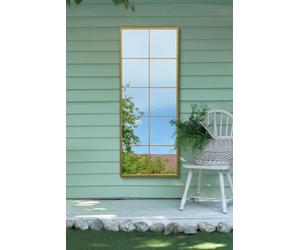 MirrorOutlet The Genestra - Gold Modern Window Garden Full Length Wall Mirror 59 x 24 150 x 60cm Silver Mirror Glass with Black Metal Frame.