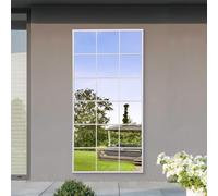 MirrorOutlet The Genestra - White Modern Window Garden Full Length Wall Mirror 69" X 33" (174CM X 85CM) Silver Mirror Glass with Black Metal Frame.