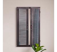 MirrorOutlet The Kirkby - Dark Metal Rustic Framed Rectangle Wall Mirror with Opening Doors 46" X 36" (117CM X 90CM max). Closed doors 36" X 24" (90cm X 60cm), Bronze