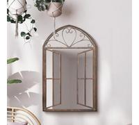 The Kirkby - Rustic Metal Arched Shaped Decorative Window Effect Wall Mirror 36" X 24" (92CM X 61CM)