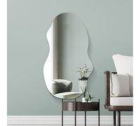 MirrorOutlet The Lacuna - Frameless Modern Full Length Arched Leaner/Wall Mirror 47" X 21" (120CM X 54CM) Silver Mirror Glass with Black wooden Backing - Polished Edging