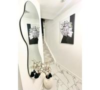 MirrorOutlet The Lacuna - Frameless Modern Full Length Arched Leaner/Wall Mirror 63" X 24" (160CM X 60CM) Silver Mirror Glass with Black wooden Backing - Polished Edging