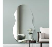 MirrorOutlet The Lacuna - Frameless Modern Full Length Arched Leaner/Wall Mirror 63" X 28" (160CM X 70CM) Silver Mirror Glass with Black wooden Backing - Polished Edging