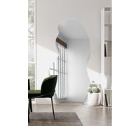 MirrorOutlet The Lacuna - Frameless Modern Full Length Pond Leaner/Wall Mirror 67" X 32" (170CM X 80CM) Silver Mirror Glass with Black wooden Backing - Polished Edging