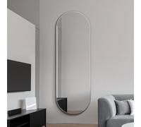 MirrorOutlet The Lacuna - Large Frameless Pond Wall Mirror 71" X 26" (180cm X 65cm) Silver Mirror Glass On A Black Backing.