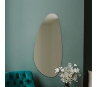 MirrorOutlet The Lacuna - Large Frameless Pond Wall Mirror 36" X 16" (90 x 40cm) Silver Mirror Glass On A Black Backing.