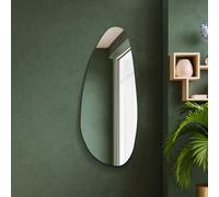 MirrorOutlet The Lacuna - Large Frameless Pond Wall Mirror 55" X 23" (140cm X 58cm) Silver Mirror Glass On A Black Backing.