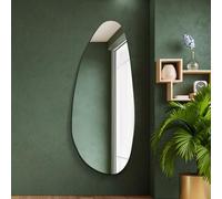 MirrorOutlet The Lacuna - Large Frameless Pond Wall Mirror 63" X 26" (160cm X 67cm) Silver Mirror Glass On A Black Backing.