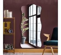 MirrorOutlet The Laniatus - Rippled Wavey Polished Edge Leaner Wall Mirror 71" X 33" (180CM X 85CM). Premium Mirror Glass Attached to Black Board Backing.