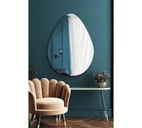 MirrorOutlet The Lapillus - Frameless Modern Pebble Pond Wall Mirror 47" X 32" (120CM X 80CM) Silver Mirror Glass with Black wooden Backing - Polished Edging…