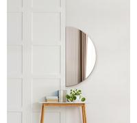 Frameless Semi Circle Moon Wall Mirror 39" X 20" (100 x 50CM) MirrorOutlet Silver 1 Pack