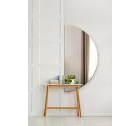MirrorOutlet The Lunae - Large Frameless Semi Circle Moon Wall Mirror 63" X 32" (160 x 80CM) Silver Mirror Glass On A Black Backing.