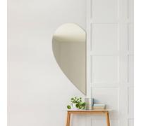 MirrorOutlet The Lunae - Large Frameless Semi Wing Wall Mirror 39" X 20" (100cm X 50cm) Silver Mirror Glass On A Black Backing. This is the Left Hanging Wing.
