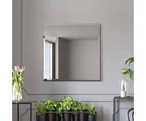 MirrorOutlet The Moderni - Large Bevelled edged Modern Square Wall Mirror 24" X 24" (60cm X 60cm) Silver Mirror Glass On A Black Backing