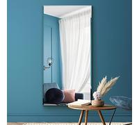MirrorOutlet The Moderni - Large Bevelled edged Modern Wall Leaner Mirror 59" X 24" (150cm X 60cm) Silver Mirror Glass On A Black Backing